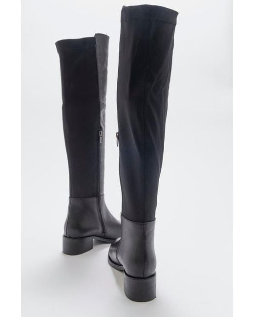 Forever & Always Shoes Black Cassie Leather Knee High Boot
