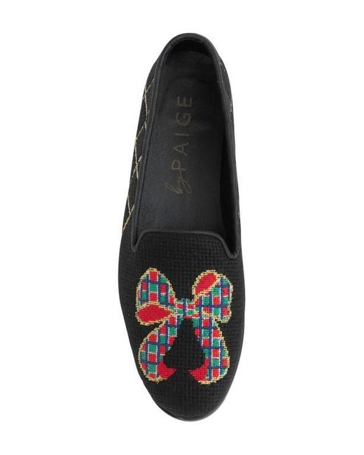 PAIGE Black Needlepoint Loafer