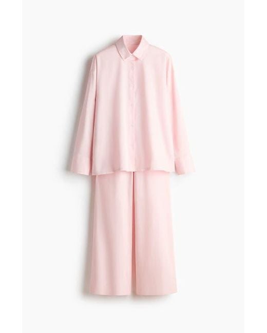 H&M Pink Cotton Satin Pyjamas