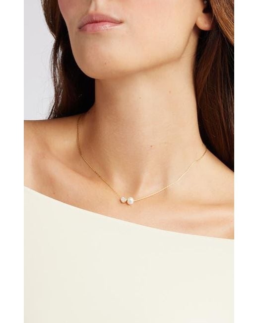 Nordstrom Metallic Demi Fine Heart & Freshwater Pearl Duo Pendant Necklace