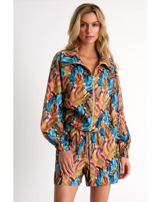 Shan Multicolor Linen Puffer Jacket