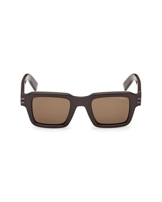 ZEGNA Men's Brown 48Mm Square Sunglasses