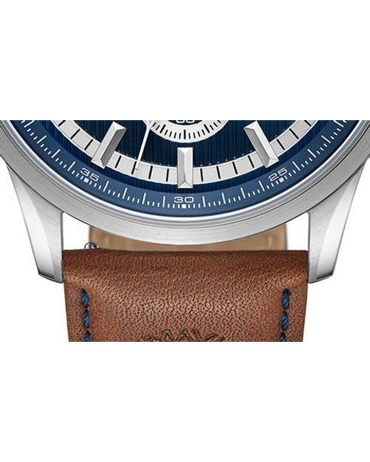 Timberland Blue Bernardston Multifunction Chronograph Leather Strap Watch, 45Mm for men