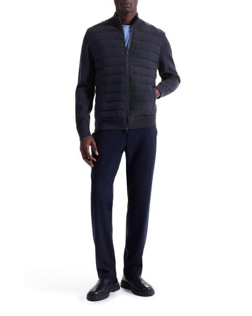 Bugatchi Blue Quilted Zip-Up Sweater Jacket for men