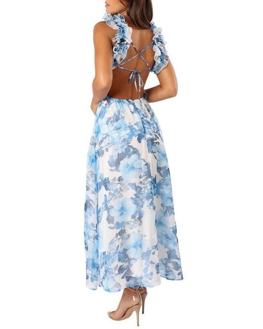 petal and pup blue ruffle dress Irelynn Maxi Dress - Blue Floral