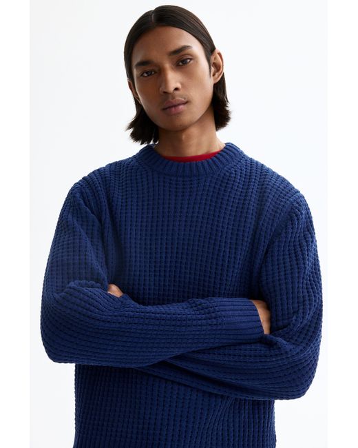H&M Blue Regular Fit Jumper for men