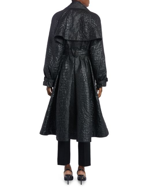 Versace Women's Crocodile-Embossed A-Line Trench Coat