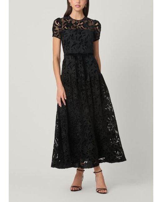 Shoshanna Black Midnight Farah Velvet Lace Dress