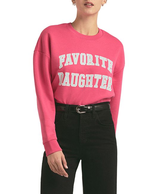FAVORITE DAUGHTER Pink Collegiate Cotton Blend Sweatshirt