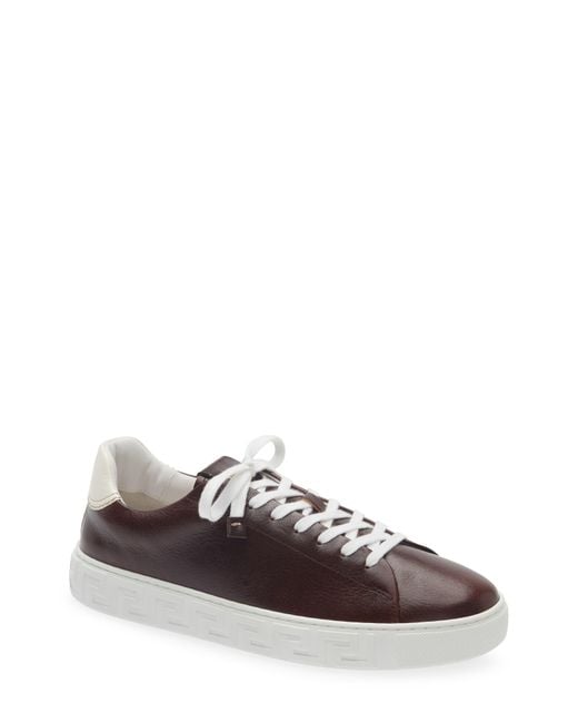 Versace Brown Greca Leather Sneaker for men