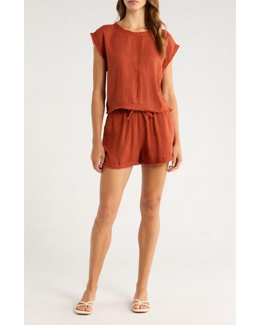 Elan Red Tie Waist Cover-Up Shorts
