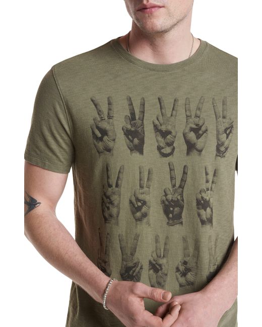 John Varvatos Gray Peace Hands Graphic T-shirt for men