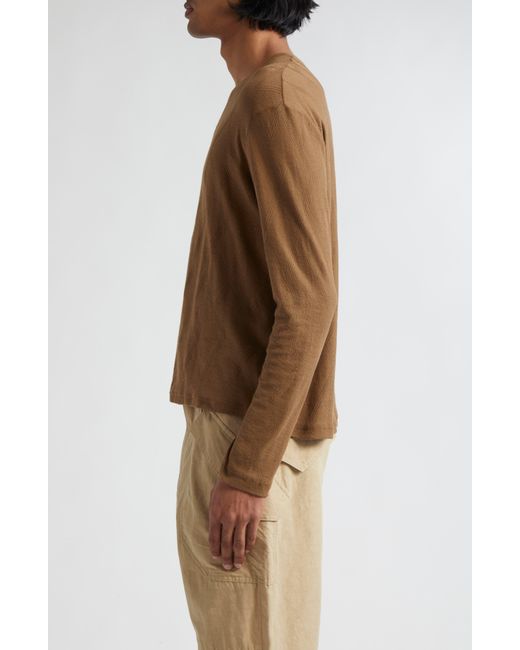 RANRA Brown Orri Pointelle Long Sleeve T-shirt for men