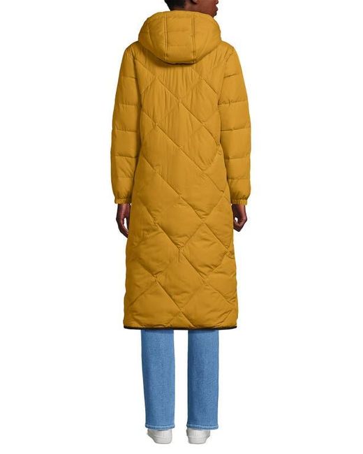 Lands' End Yellow Featherfree Insulated Diamond Quilted Maxi Coat