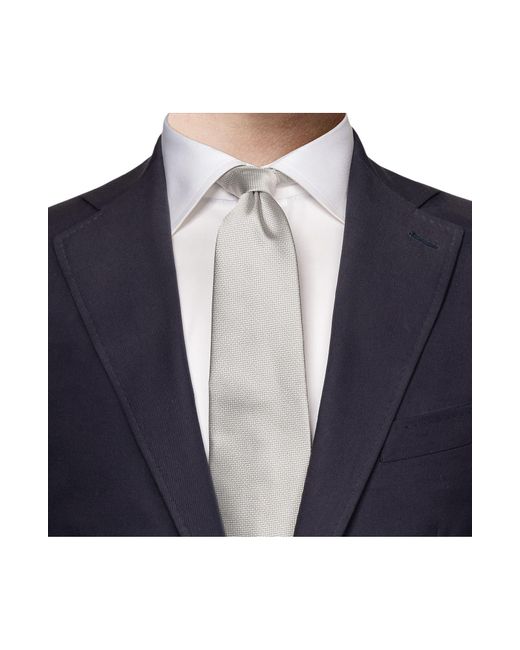 Eton of Sweden White Solid Herringbone Silk Tie for men