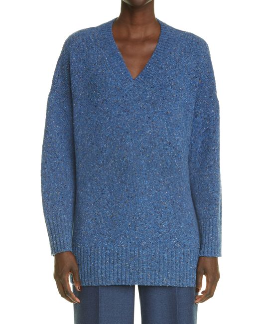 Lafayette 148 New York Blue Donegal Cashmere & Wool Blend Sweater