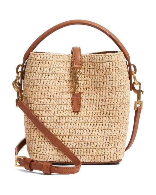 Saint Laurent Natural Mini Le 37 Raffia Bucket Bag