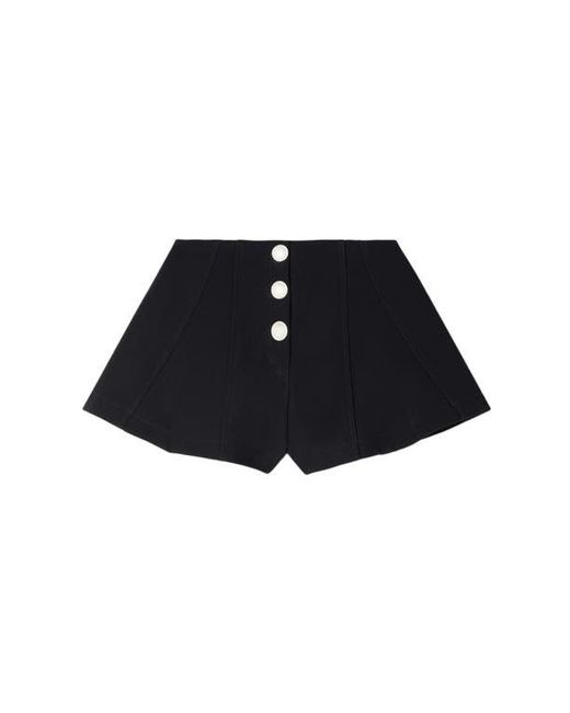 Sandro Black Press-Stud Flared Shorts