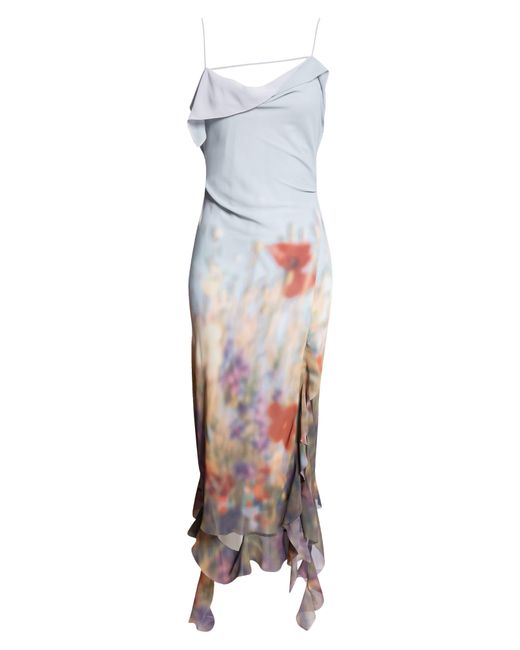 Acne White Delouise Blurry Meadow Chiffon Dress