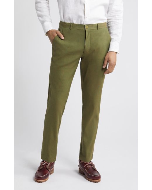 Nordstrom Green Slim Fit Stretch Linen Blend Chino Pants for men