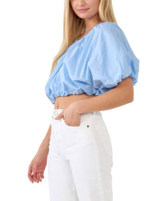 Endless Rose Blue Puff Crop Blouse