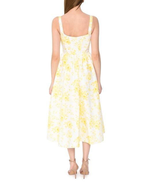 Wayf Yellow Desi Floral Print Sleeveless Stretch Cotton Maxi Dress
