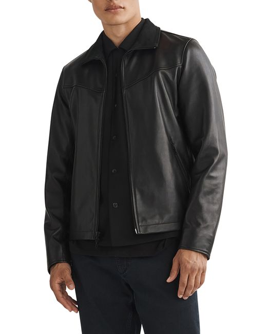 Rag & Bone Black Grant Stand Collar Leather Jacket for men