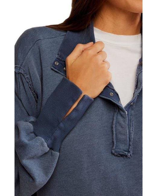 Free People Blue Camden Oversize Henley
