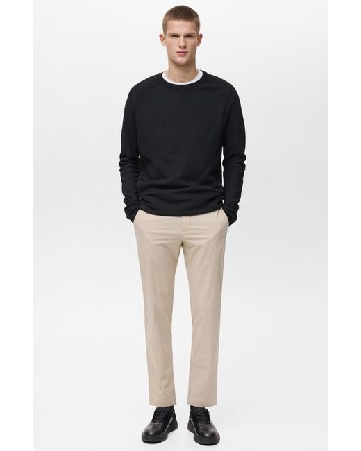 Mango Natural Slim Fit Flat Front Elastic Waist Pants for men