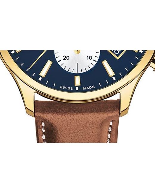 Movado Blue Heritage Chronograph Leather Strap Watch, 43Mm for men