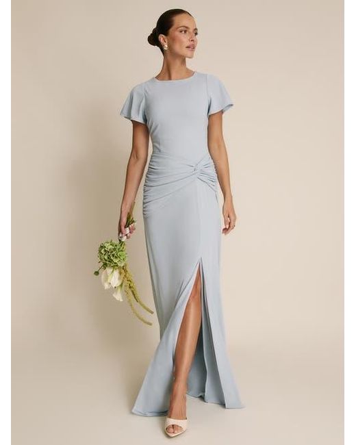 Six Stories Natural Knot Panel Flutter Sleeve Maxi Dress