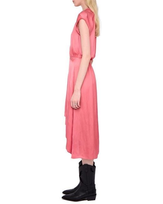 Zadig & Voltaire Pink Randall Ruffle Satin Dress