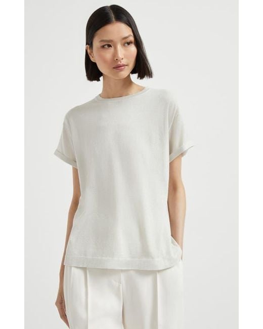Brunello Cucinelli White Cashmere And Silk Lightweight Sweater