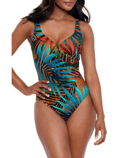Miraclesuit Blue Miraclesuit Tamara Tigre It's A Wrap Underwire One-piece Swimsuit