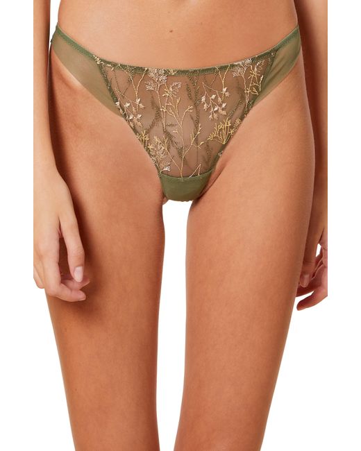 Etam Louange Embroidered Thong in Natural | Lyst