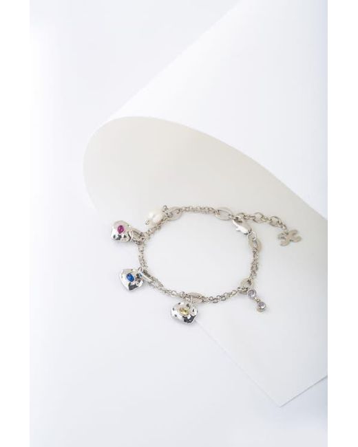 Classicharms Metallic Iris Colored Cubic Zirconia And Freshwater Pearl Charms Bracelet