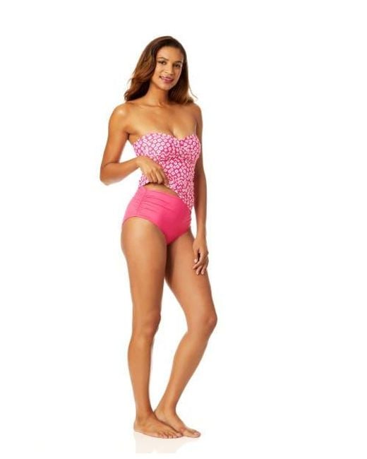 Anne Cole Pink Shibori Geo Twist Front Bandeaukini Swim Top