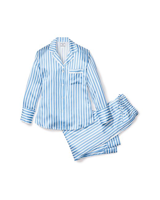 Petite Plume Blue Stripe Mulberry Silk Pajamas