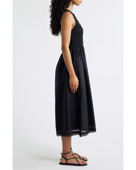 madewell black embroidered dress Madewell Embroidered Deep V Neck Midi Dress