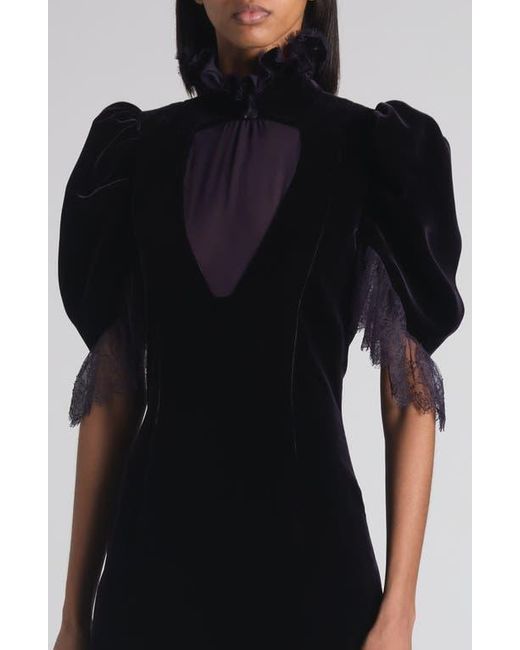 Alexander McQueen Black Puff Sleeve Velvet Cocktail Dress