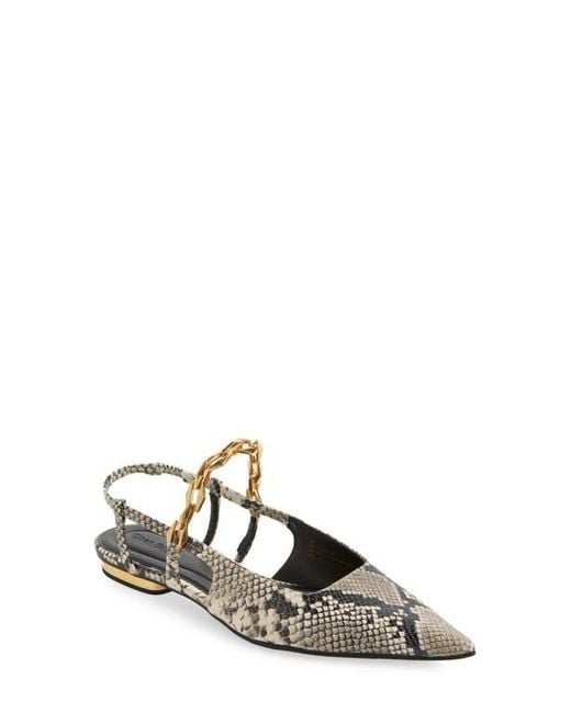 Open Edit Multicolor Olympia Snakeskin Embossed Slingback Flat