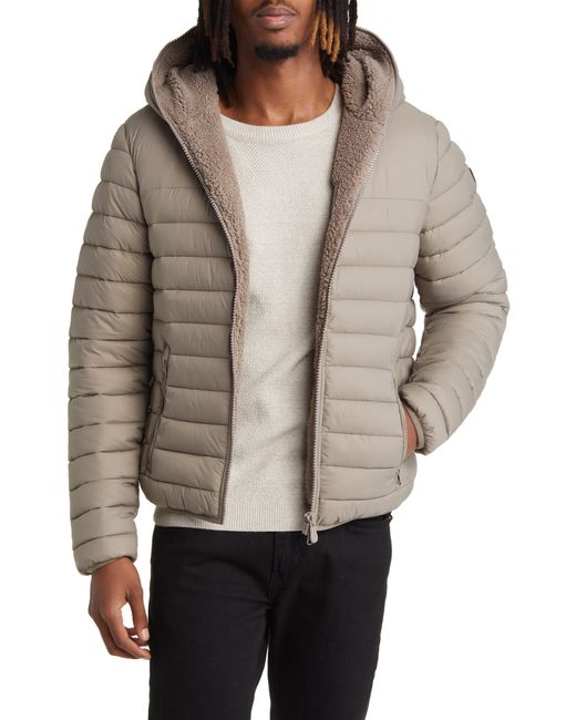 Save The Duck Gray Morus Water Resistant Hooded Puffer Jacket for men