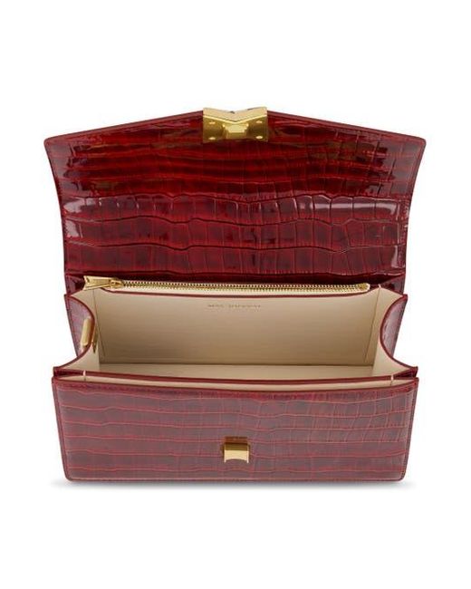 Mac Duggal Red Plated Hardware Crocodile Leather Shoulder Bag