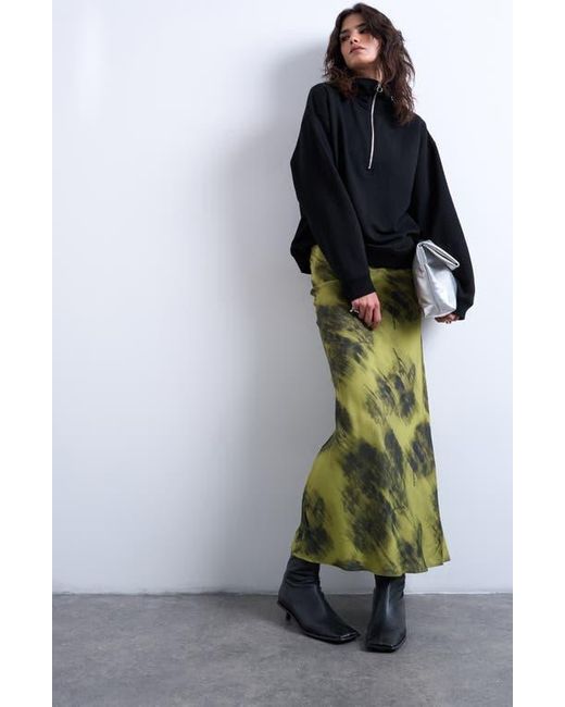 TOPSHOP Black Bias Cut Satin Maxi Skirt