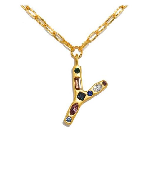 Sequin Metallic Emilie Crystal Initial Pendant Necklace