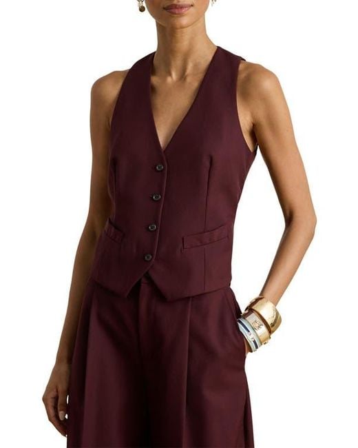Ralph Lauren Purple Wool Blend Twill Vest