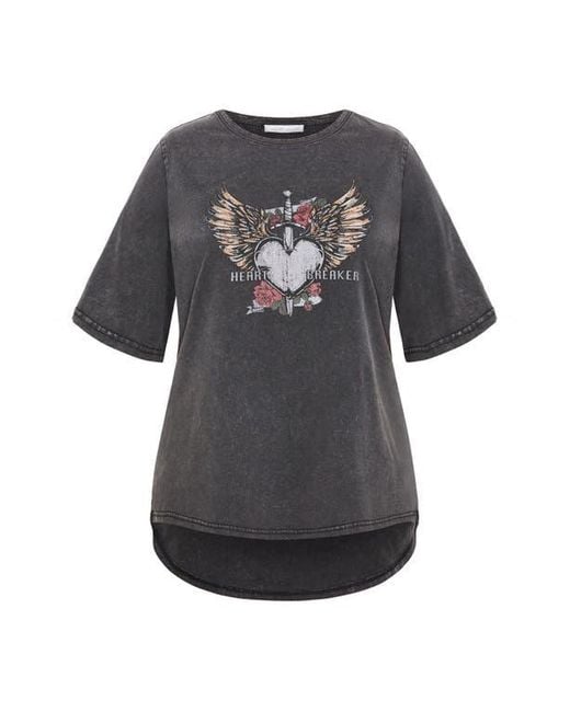City Chic Gray Kyra Cotton Graphic T-Shirt