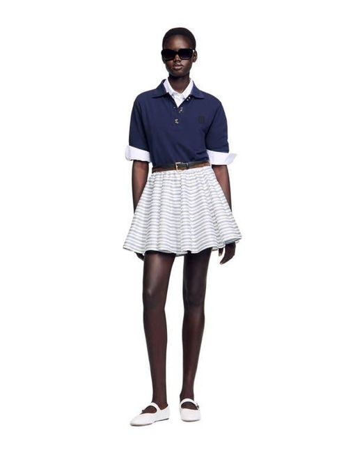 Sandro Blue Spiral Print Skater Skirt