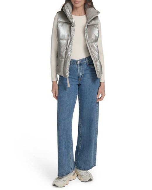 Levi's Gray Regular Stand Collar Puffer Vest Jacket