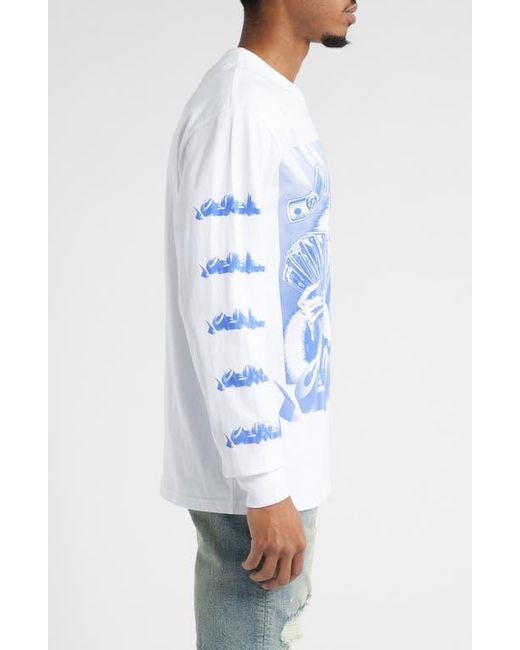 ICECREAM Blue Count Em Long Sleeve Cotton Graphic T-Shirt for men